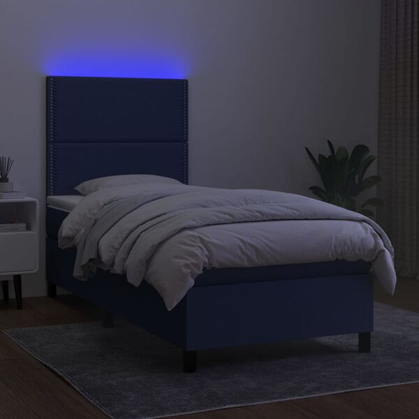 vidaXL &Kappa;&rho;&epsilon;&beta;ά&tau;&iota; Boxspring &mu;&epsilon; &Sigma;&tau;&rho;ώ&mu;&alpha; & LED &Mu;&pi;&lambda;&epsilon; 90x190 &epsilon;&kappa;. &Upsilon;&phi;&alpha;&sigma;&mu;ά&tau;&iota;&nu;&omicron;