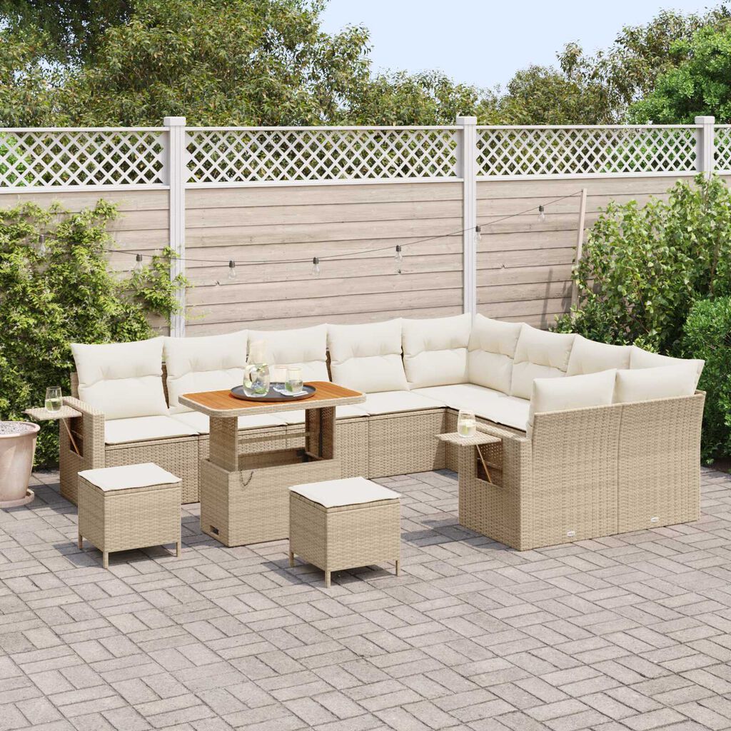 vidaXL Σετ Καναπέ Κήπου 12 pcs μπεζ και κρεμ 90 x 55 x 71 cm