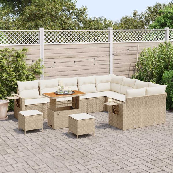 vidaXL Σετ Καναπέ Κήπου 12 pcs μπεζ και κρεμ 90 x 55 x 71 cm