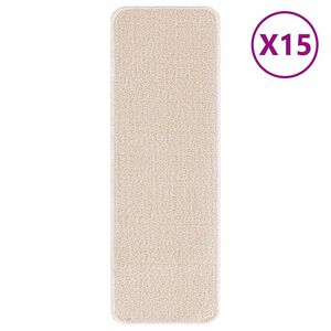 vidaXL Χαλιά Σκαλοπατιών Αντιολισθητικά 15 pcs Κρεμ 60 x 25 cm PP