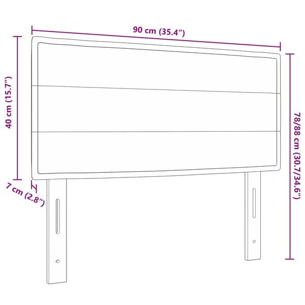 vidaXL LED κεφαλάρι με φώτα λωρίδας LED Επιτοίχιο Κρεμ 90 cm ύφασμα