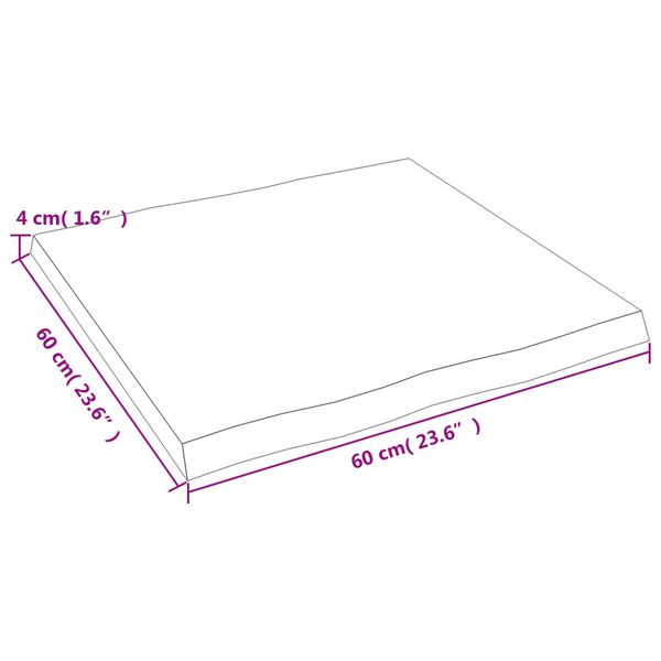 vidaXL Επιφ Τραπεζιού Αν Καφέ 60x60x(2-4)εκ. Ακατέργ. Μασίφ Ξύλο Δρυός