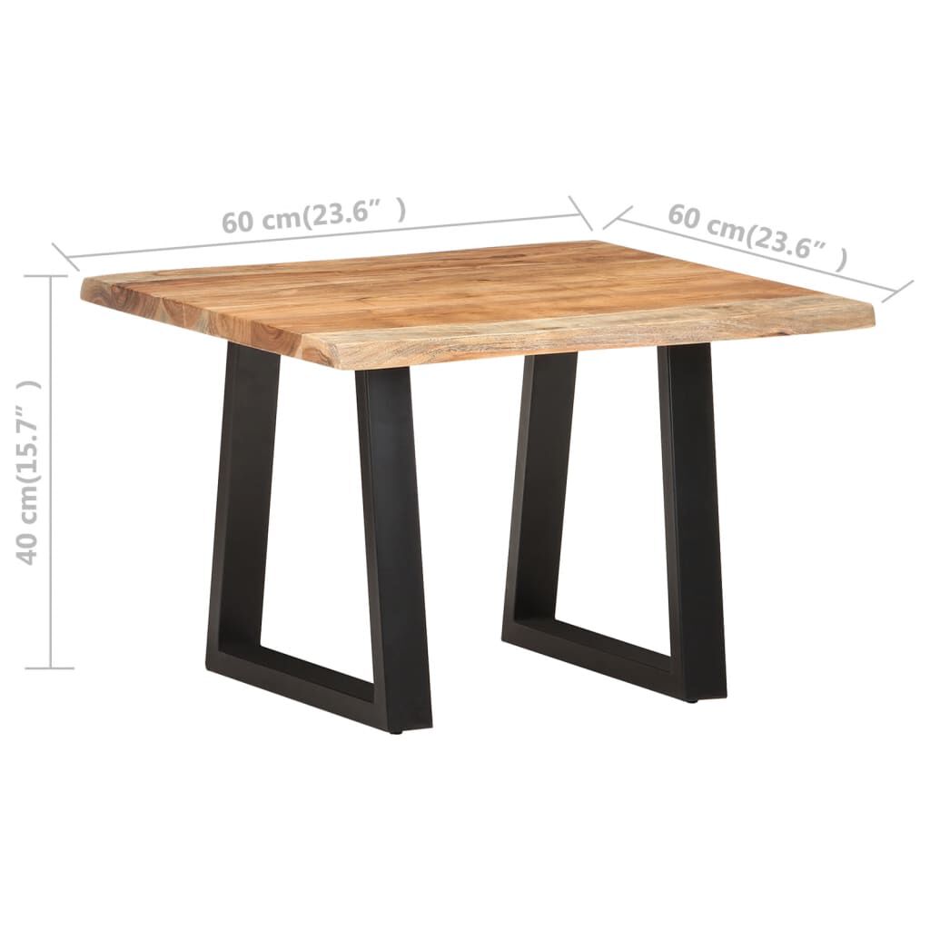 vidaXL Τραπεζάκι Σαλονιού Live Edge 60x60x40 εκ. Μασίφ Ξύλο Ακακίας