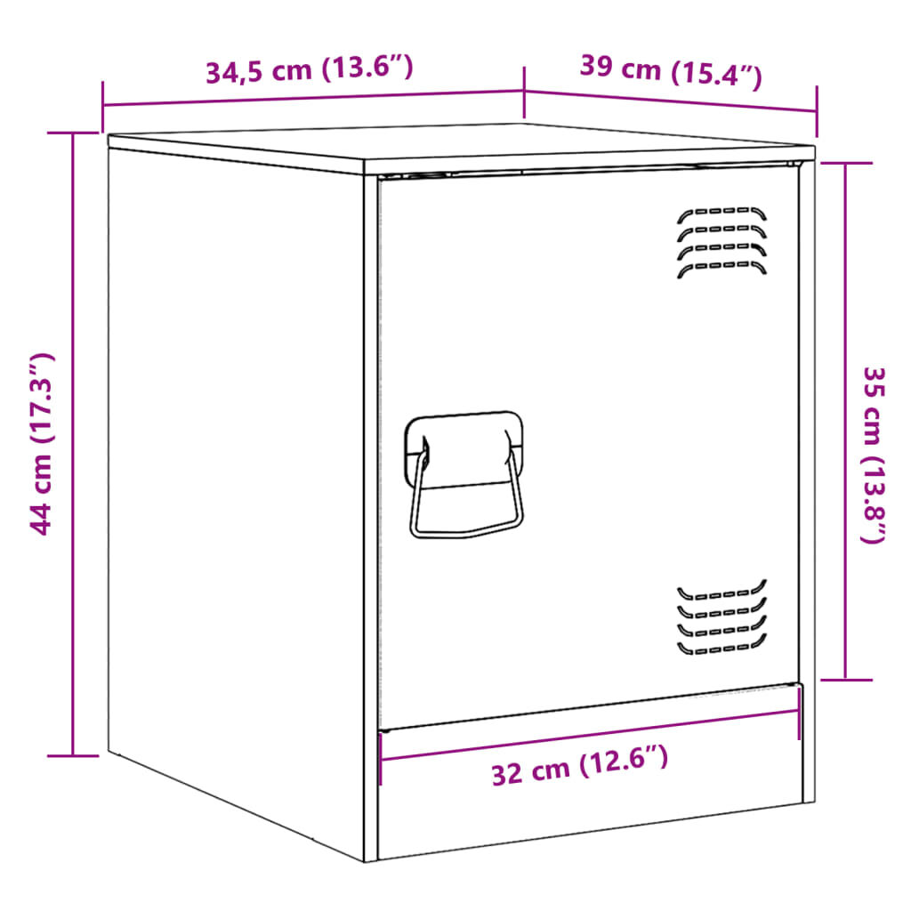 vidaXL Κομοδίνο Μουσταρδί 34,5 x 39 x 44 εκ. από Χάλυβα