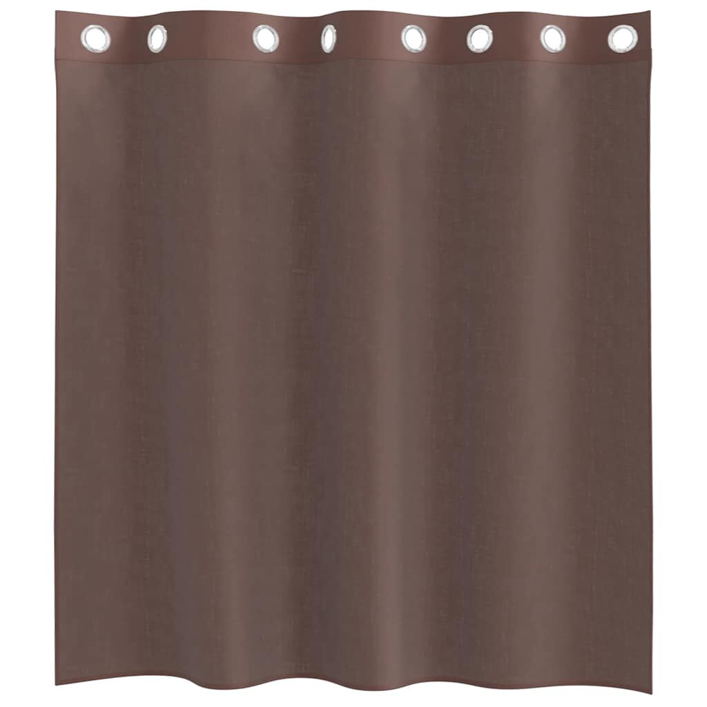 vidaXL Κουρτίνες Voile με ροδέλες 2 τεμάχια Καφέ 140x140 εκ.