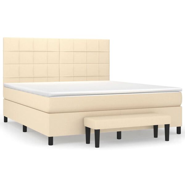 vidaXL &Kappa;&rho;&epsilon;&beta;ά&tau;&iota; Boxspring &mu;&epsilon; &Sigma;&tau;&rho;ώ&mu;&alpha; &Kappa;&rho;&epsilon;&mu; 160x200 &epsilon;&kappa;. &Upsilon;&phi;&alpha;&sigma;&mu;ά&tau;&iota;&nu;&omicron;