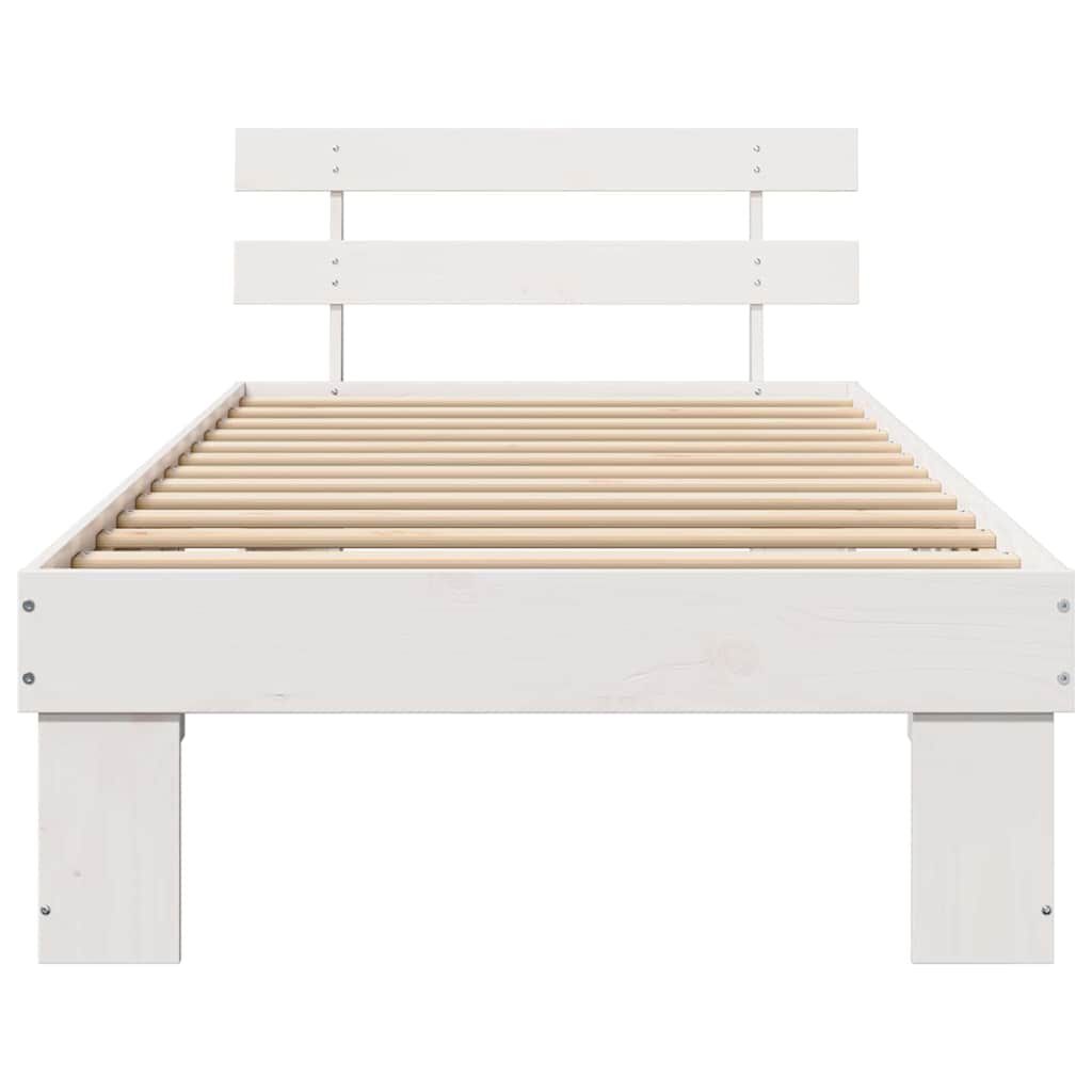 vidaXL Σκελετός Κρεβατιού Λευκό 75 x 190 cm Μασίφ ξύλο πεύκου