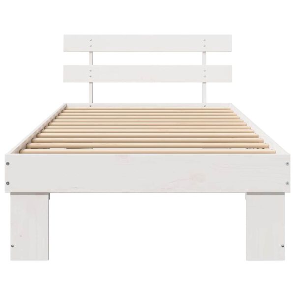 vidaXL Σκελετός Κρεβατιού Λευκό 75 x 190 cm Μασίφ ξύλο πεύκου