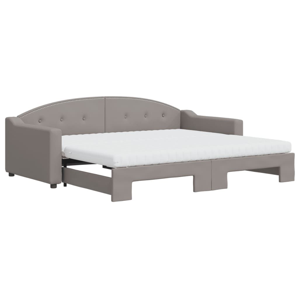 vidaXL Καναπές Κρεβάτι Συρόμενος Taupe 90x200 εκ. Ύφασμα Στρώματα
