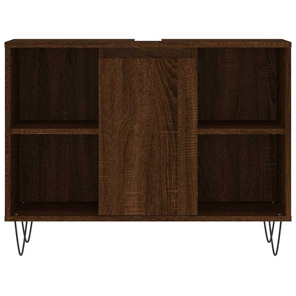 vidaXL Ντουλάπι Μπάνιου Καφέ Δρυς 80 x 33 x 60 εκ. Επεξεργασμένο Ξύλο