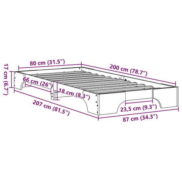 vidaXL Κρεβάτι καφέ 80x200 εκ. από μασίφ ξύλο πεύκου