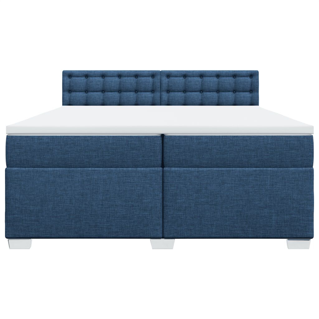 vidaXL Κρεβάτι Boxspring με Στρώμα Μπλε 200x200 εκ. Υφασμάτινο