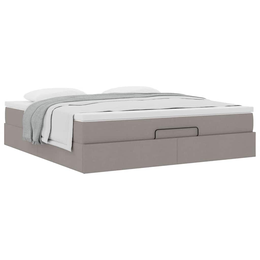 vidaXL Οθωμανικό κρεβάτι με στρώμα Taupe 160x200cm ύφασμα