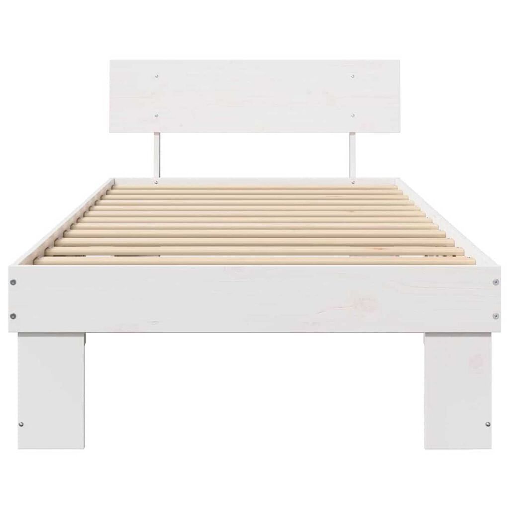 vidaXL Σκελετός Κρεβατιού Λευκό 90 x 190 cm Μασίφ ξύλο πεύκου