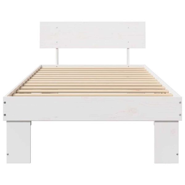 vidaXL Σκελετός Κρεβατιού Λευκό 90 x 190 cm Μασίφ ξύλο πεύκου