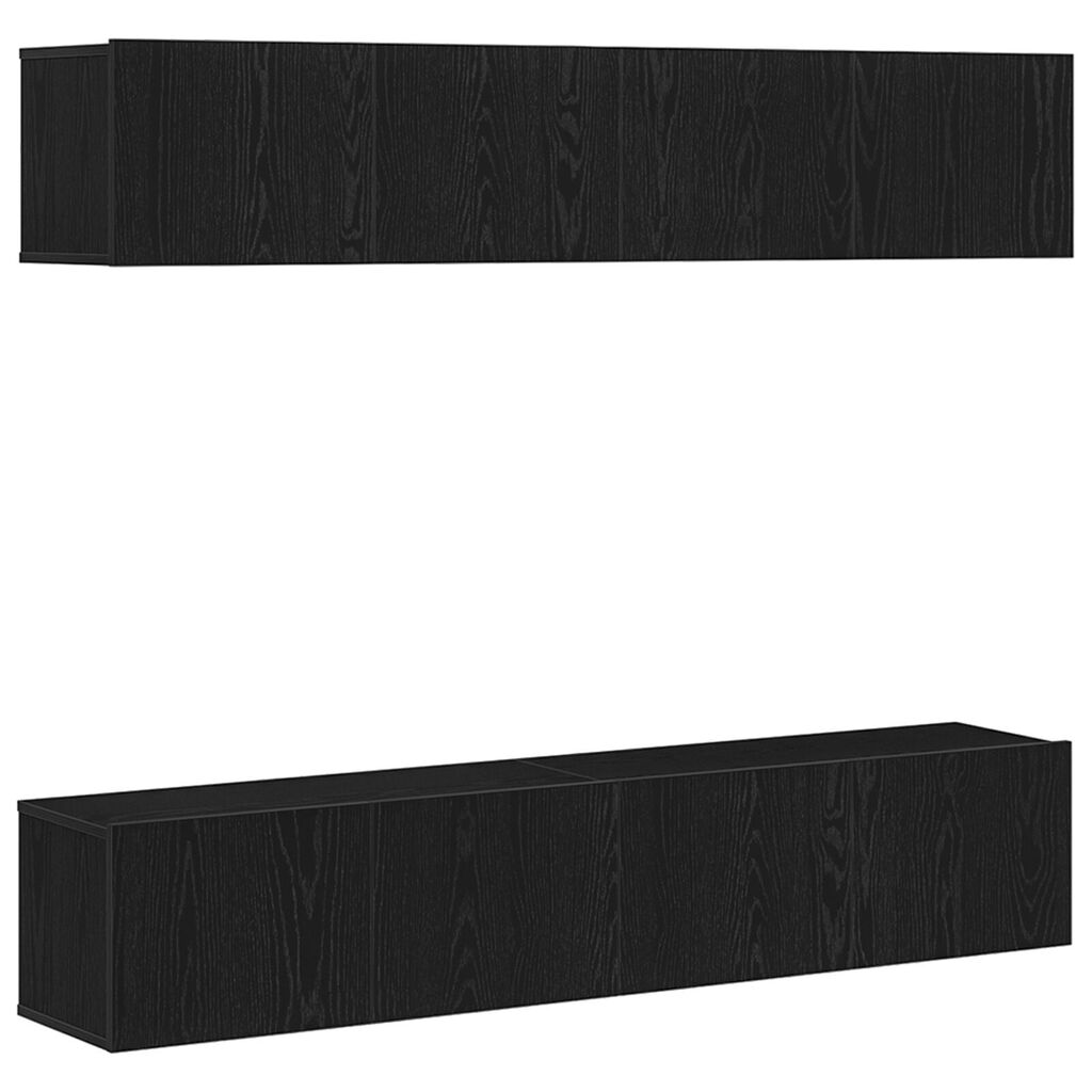 Σετ TV Cabinet τοίχου 4 τεμαχίων Μαύρος Δρυς