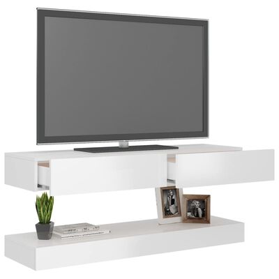 vidaXL Έπιπλο Τηλεόρασης με LED Γυαλιστερό Λευκό 120 x 35 εκ.