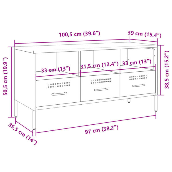 vidaXL Έπιπλο Τηλεόρασης Μουσταρδί Κίτρινο 100,5x39x50,5εκ. από Ατσάλι