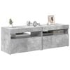 vidaXL Έπιπλα Τηλεόρασης με LED 2 τεμ. Γκρι Σκυροδέματος 60x35x40 εκ.