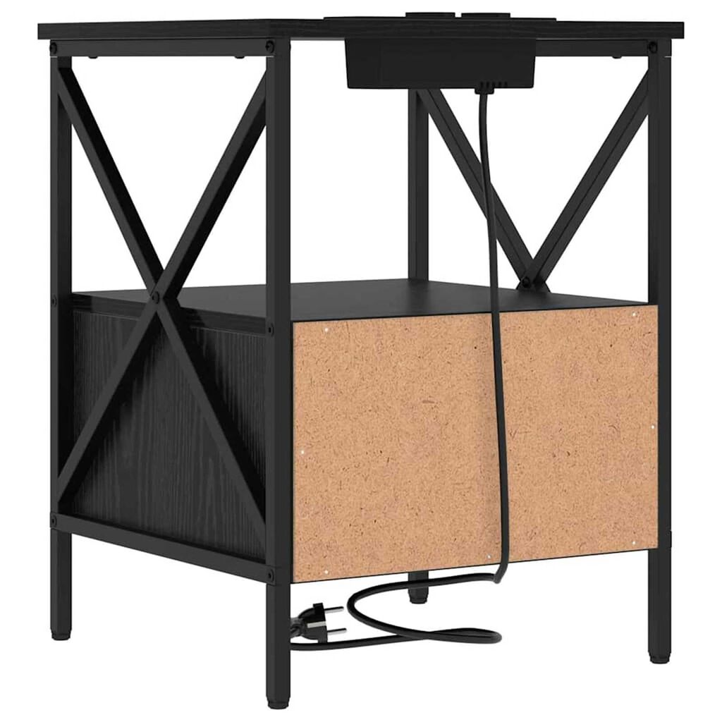 vidaXL Κομοδίνο Μαύρη δρυς 41.5 x 40.5 x 55 εκ. Επεξεργασμένο ξύλο