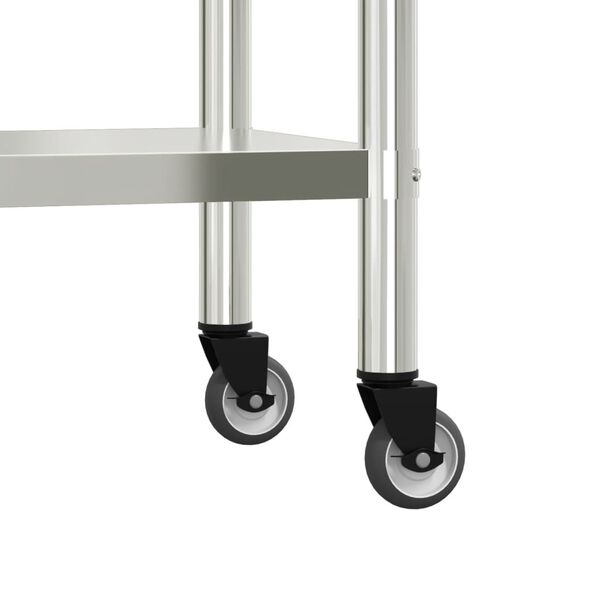 vidaXL Πάγκος Εργασίας Κουζίνας με Ράφι 110x55x120 εκ. Ανοξείδ. Ατσάλι