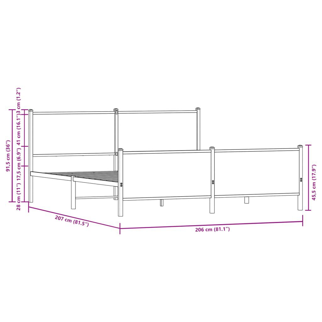 vidaXL Σκελετός Κρεβ. Χωρίς Στρώμα Sonoma Δρυς 200x200 εκ. Μεταλλικό