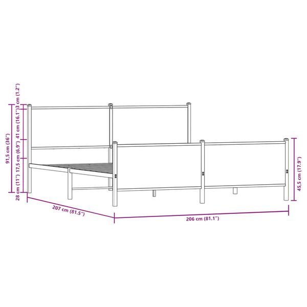 vidaXL Σκελετός Κρεβ. Χωρίς Στρώμα Sonoma Δρυς 200x200 εκ. Μεταλλικό