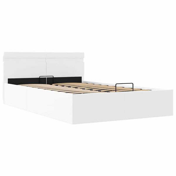 vidaXL Πλαίσιο Κρεβατιού Αποθ. Χώρο/LED Μαύρο 140x200 εκ. Δερματίνη