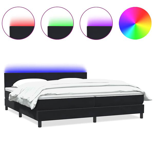 vidaXL &Kappa;&rho;&epsilon;&beta;ά&tau;&iota; Boxspring &mu;&epsilon; &Sigma;&tau;&rho;ώ&mu;&alpha; & LED &Mu;&alpha;ύ&rho;&omicron; 180x210 &epsilon;&kappa;. &Beta;&epsilon;&lambda;&omicron;ύ&delta;&iota;&nu;&omicron;