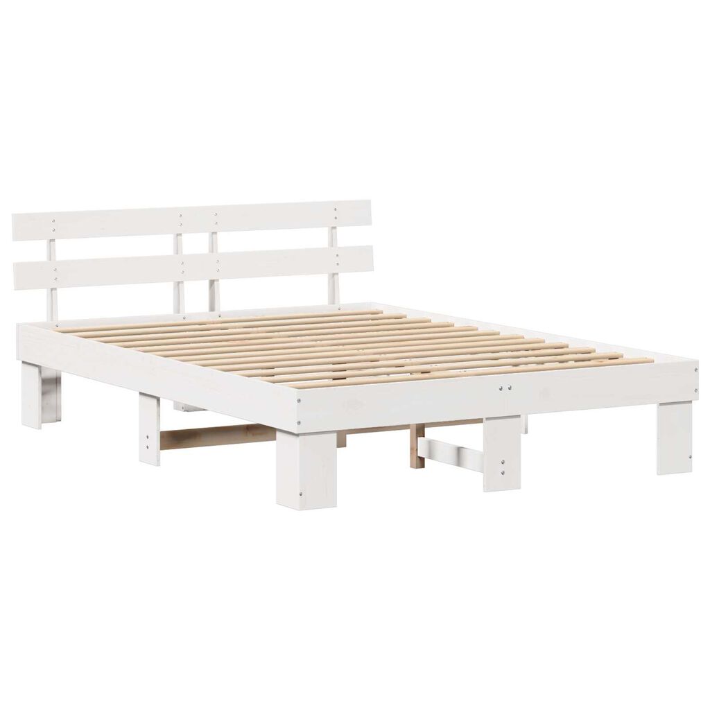 vidaXL Σκελετός Κρεβατιού Λευκό 150 x 200 cm Μασίφ ξύλο πεύκου