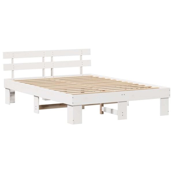 vidaXL Σκελετός Κρεβατιού Λευκό 150 x 200 cm Μασίφ ξύλο πεύκου