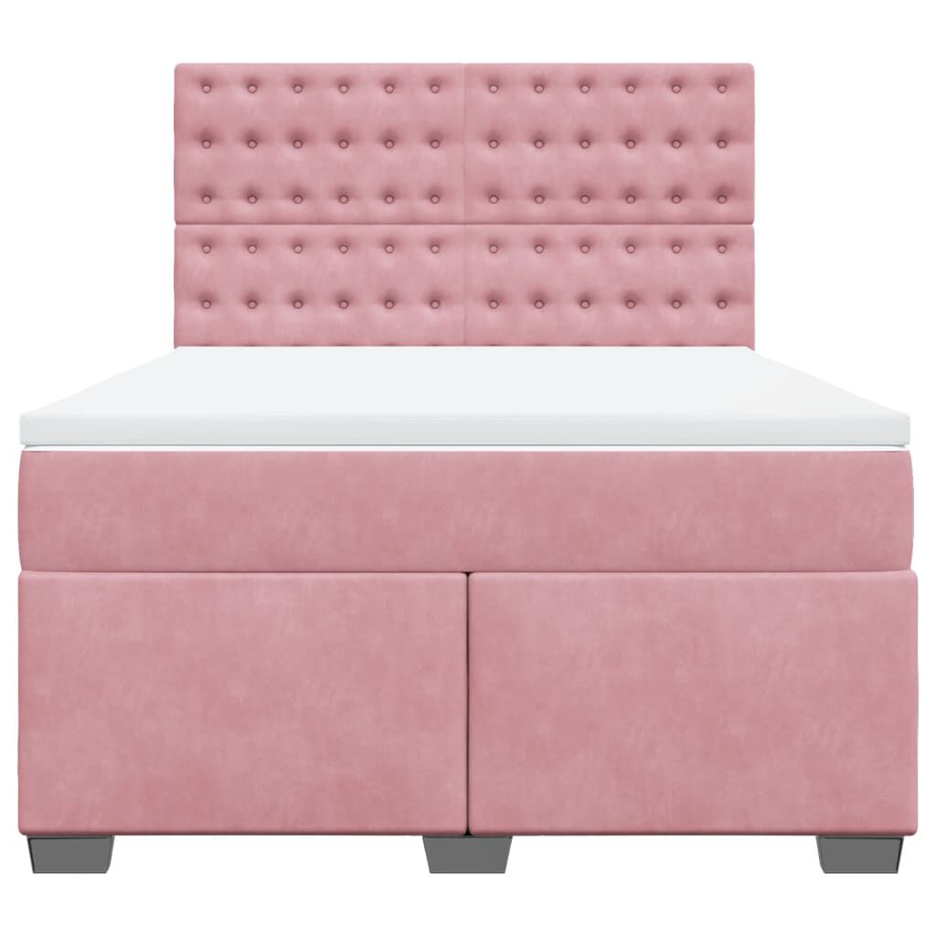 vidaXL Κρεβάτι Boxspring με Στρώμα Ροζ 140x190 εκ. Βελούδινο