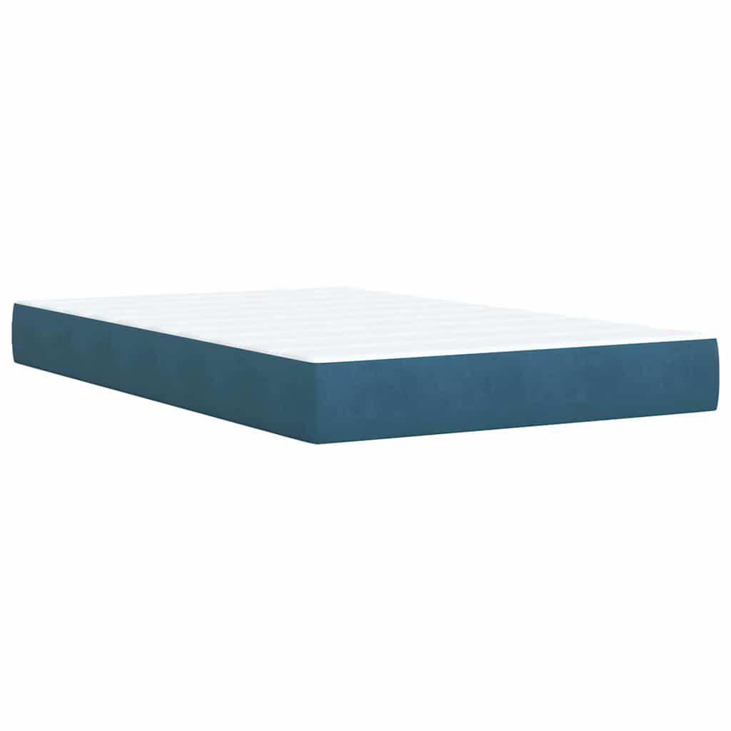 vidaXL Κρεβάτι Boxspring με Στρώμα Σκούρο Μπλε 120x190 εκ. Βελούδινο