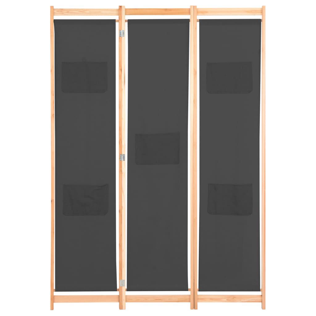 vidaXL Διαχωριστικό Δωματίου με 3 Πάνελ Γκρι 120x170x4 εκ. Υφασμάτινο