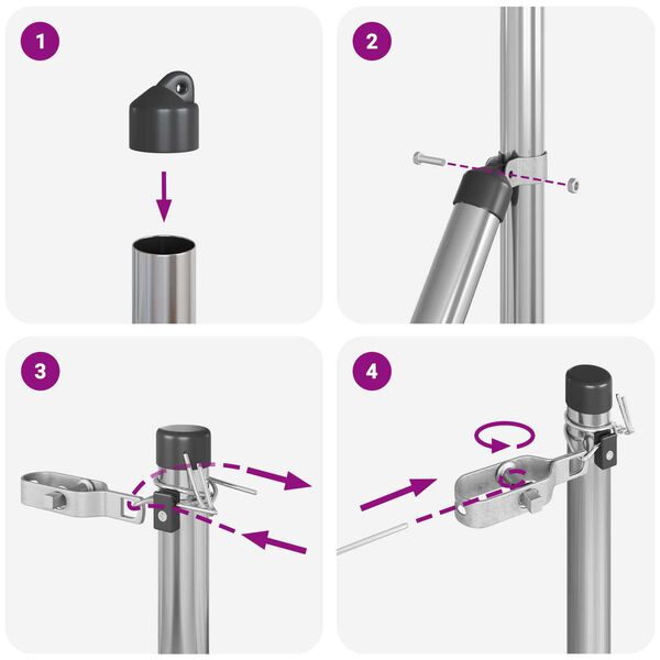 vidaXL Πό posts φράχτη 13 pcs Ασημί Ø32mm 170 εκ Γαλβανισμένος χάλυβας