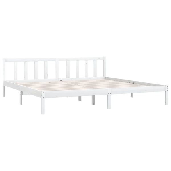 vidaXL Πλαίσιο Κρεβατιού Λευκό 180x200εκ. Μασίφ Ξύλο Πεύκου Super King