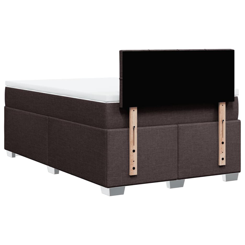 vidaXL Κρεβάτι Boxspring με Στρώμα Σκούρο Καφέ 120x190 εκ Υφασμάτινο