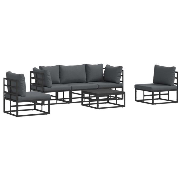 vidaXL Σετ Καναπέ Κήπου 6 pcs Μαύρο 70 x 70 x 32 εκ Αλουμίνιο