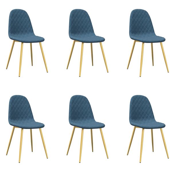vidaXL Καρέκλες Τραπεζαρίας 6 τεμ. Μπλε Βελούδινες