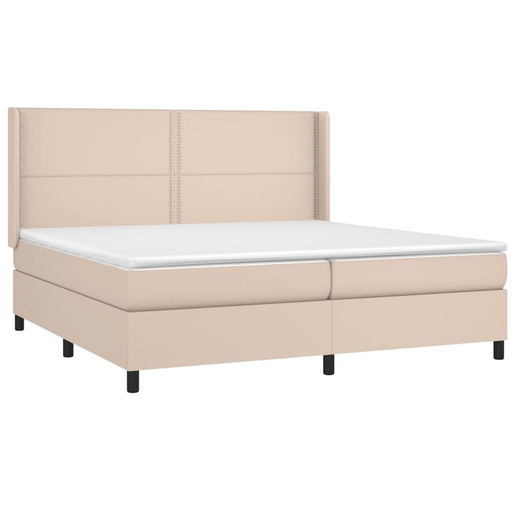 vidaXL Κρεβάτι Boxspring με Στρώμα Καπουτσίνο 200x200εκ.από Συνθ.Δέρμα