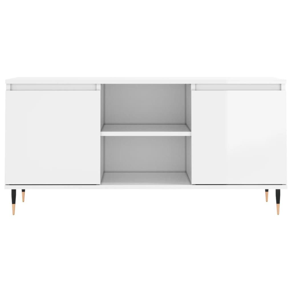 vidaXL Έπιπλο Τηλεόρασης Γυαλ. Λευκό 104 x 35 x 50 εκ. Επεξεργ. Ξύλο