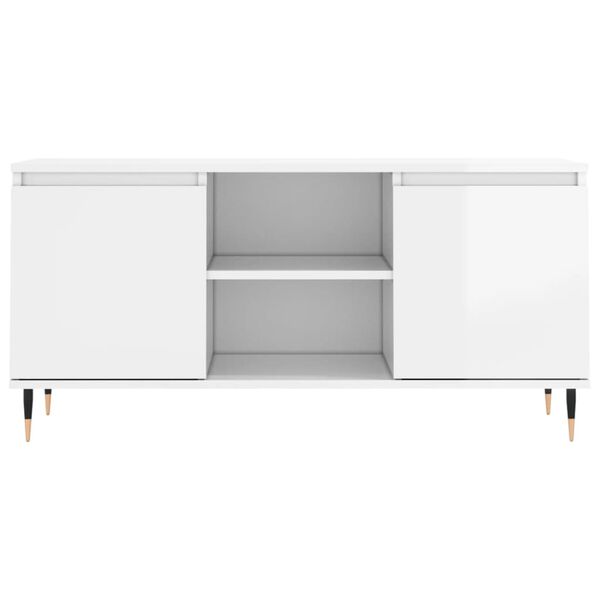 vidaXL Έπιπλο Τηλεόρασης Γυαλ. Λευκό 104 x 35 x 50 εκ. Επεξεργ. Ξύλο