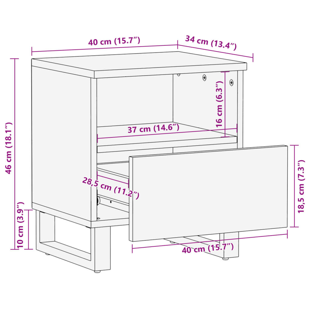 vidaXL Κομοδίνο 40 x 34 x 46 εκ. από Μασίφ Ανακυκλωμένο Ξύλο