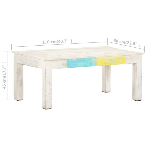 vidaXL Τραπεζάκι Σαλονιού Λευκό 110x60x45 εκ. από Μασίφ Ξύλο Μάνγκο
