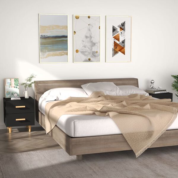 vidaXL Κομοδίνα 2 τεμ. Μαύρα 40 x 35 x 47,5 εκ.