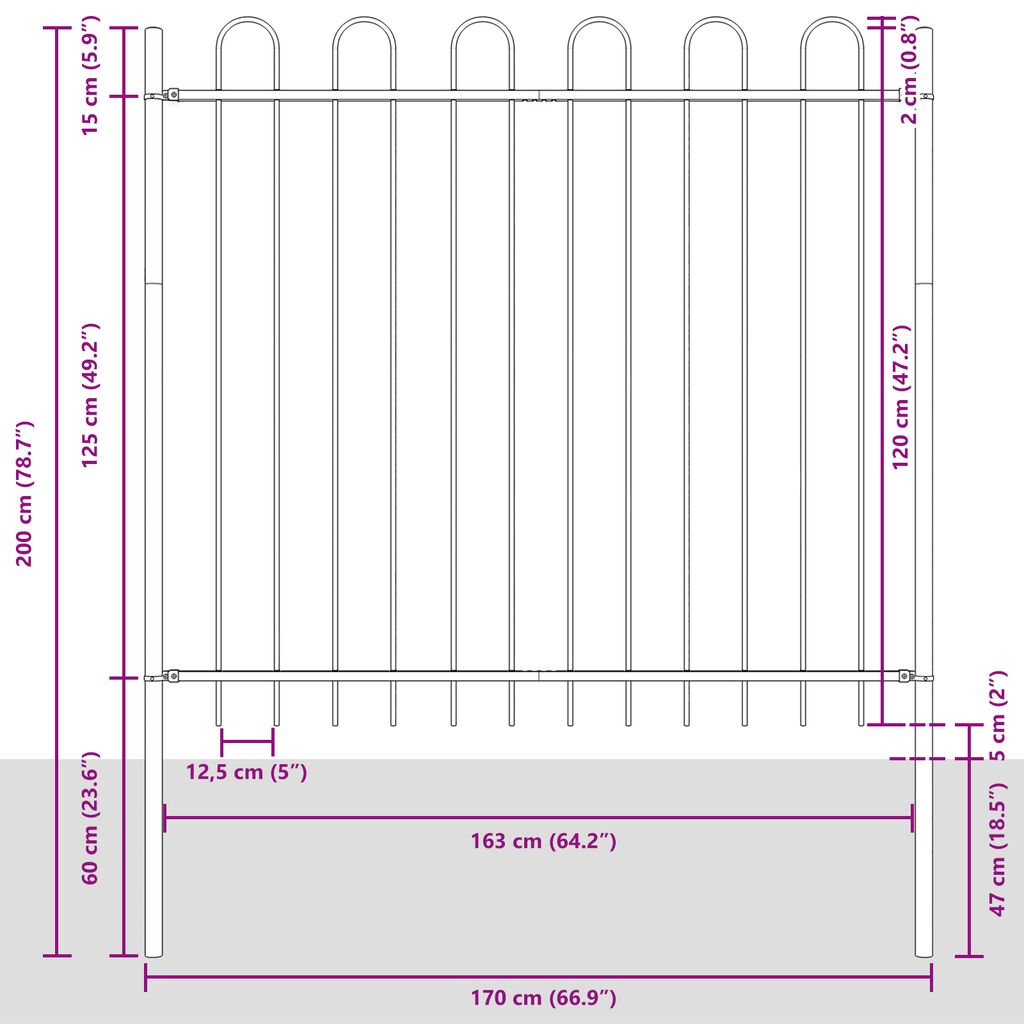vidaXL Φράχτης Κήπου Λευκό 5.1 x 1.5 μ Ατσάλι με Επικάλυψη Πούδρας