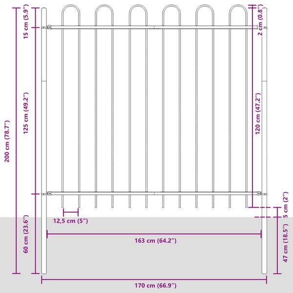 vidaXL Φράχτης Κήπου Λευκό 5.1 x 1.5 μ Ατσάλι με Επικάλυψη Πούδρας