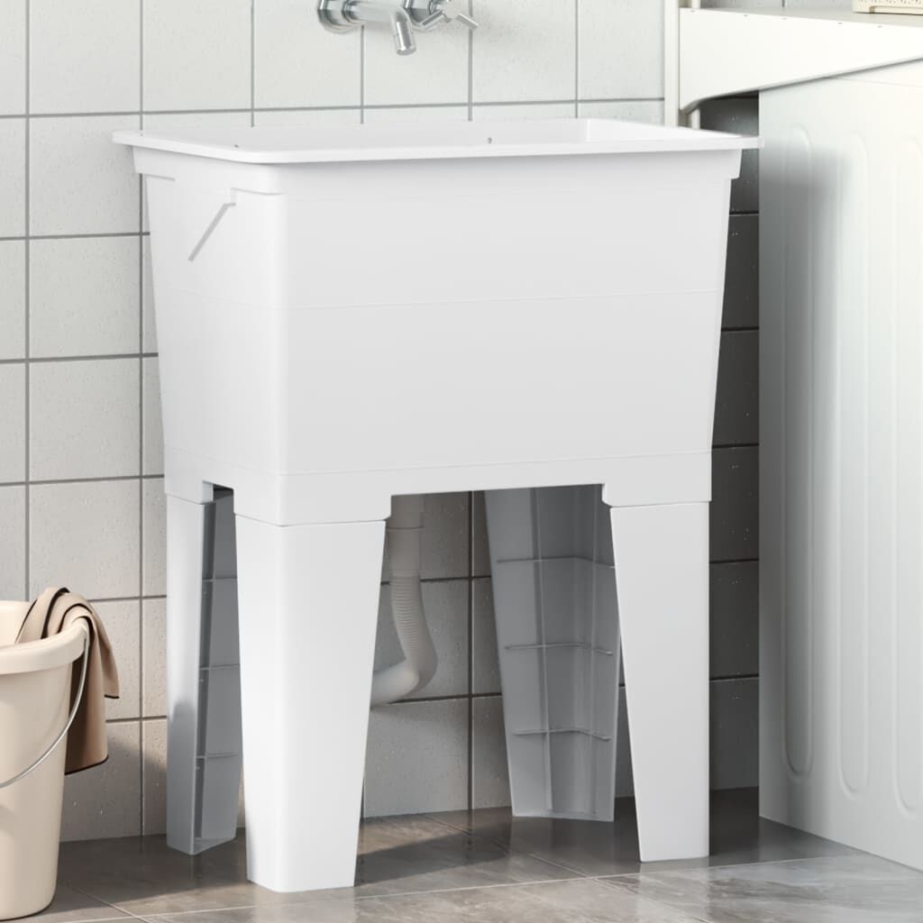 vidaXL Νιπτήρας Πλύσης Ρούχων Λευκός 59x41x75 εκ. από Ρητίνη
