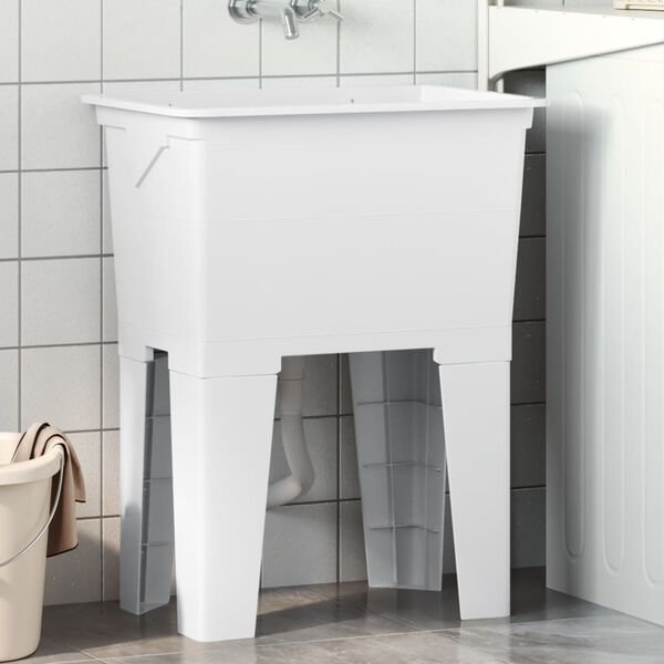 vidaXL Νιπτήρας Πλύσης Ρούχων Λευκός 59x41x75 εκ. από Ρητίνη