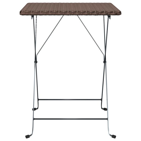 vidaXL Τραπέζι Bistro Πτυσσόμενο Καφέ 55x54x71 εκ. από Συνθετικό Ρατάν